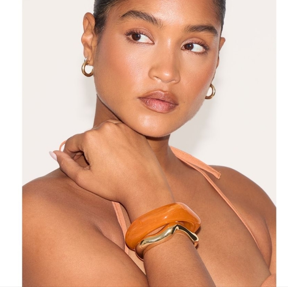 Orange And Gold Bangle Set